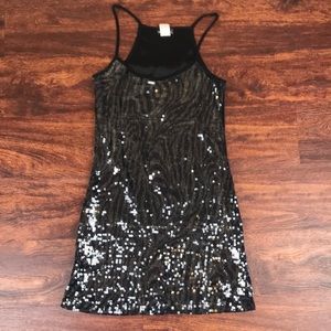Sequined razor-back mini dress